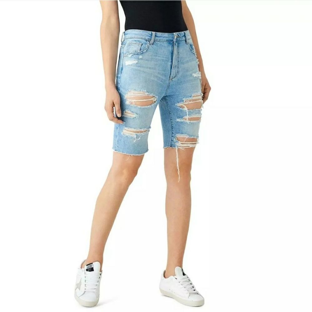 NWT DL1961 GABRIEL distressed destroyed denim bermuda shorts 28 5 6 - Picture 3 of 6